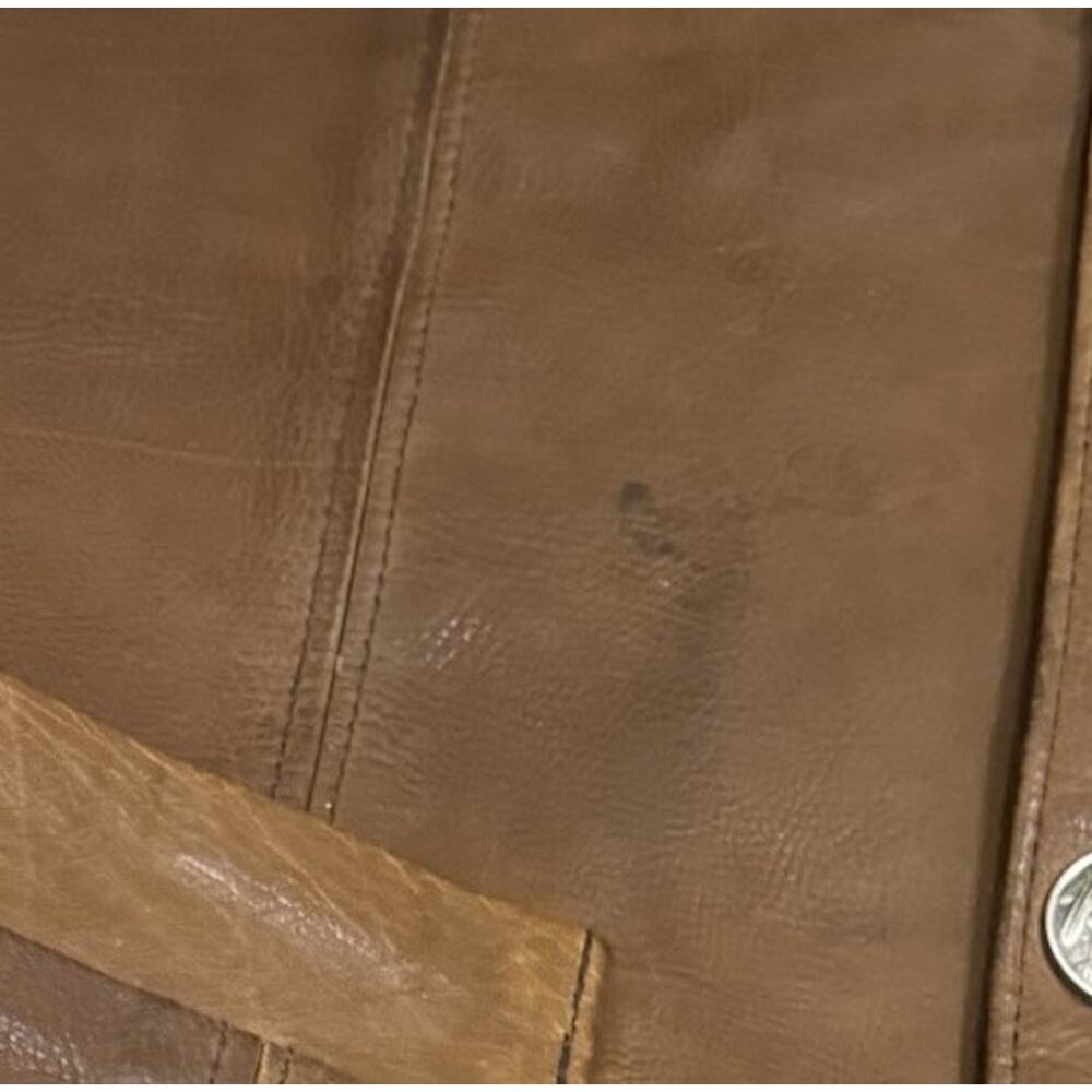 Tribe America Leather Vest Mens Size 46 Brown Buffalo Nickel Snaps Lined USA - Picture 13 of 14